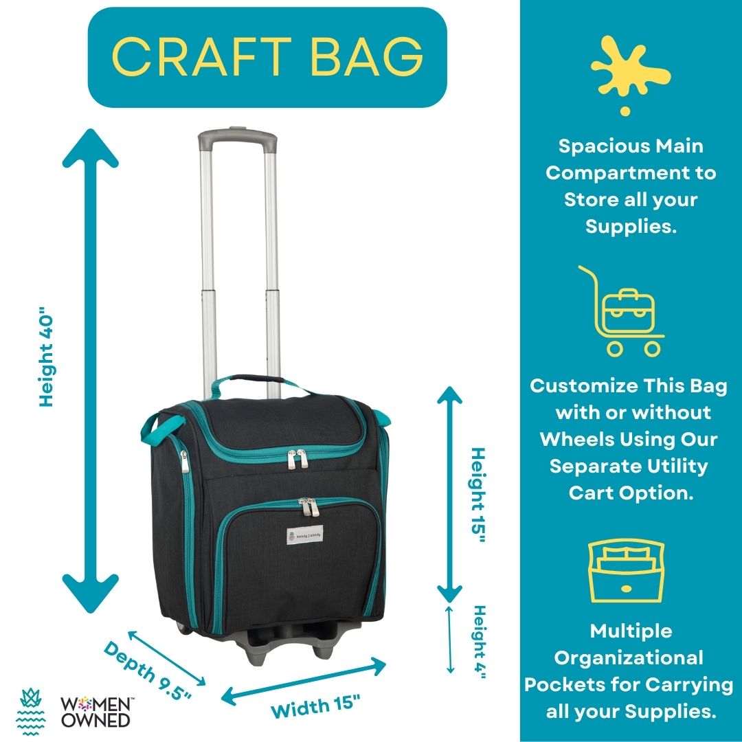 Rolling Wheel Teacher's Crafting Sewing Scrapbook Go Craft Bag Cart