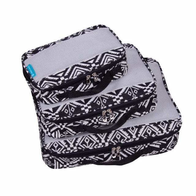 Handy Sandy BASICS 5 PIECE Organizing Packing Cube Set -Black Aztec - Handy Sandy