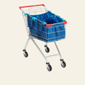 Grab & Go Cart Caddy -  Reusable Shopping Cart Bags & Grocery Organizer (Blue)