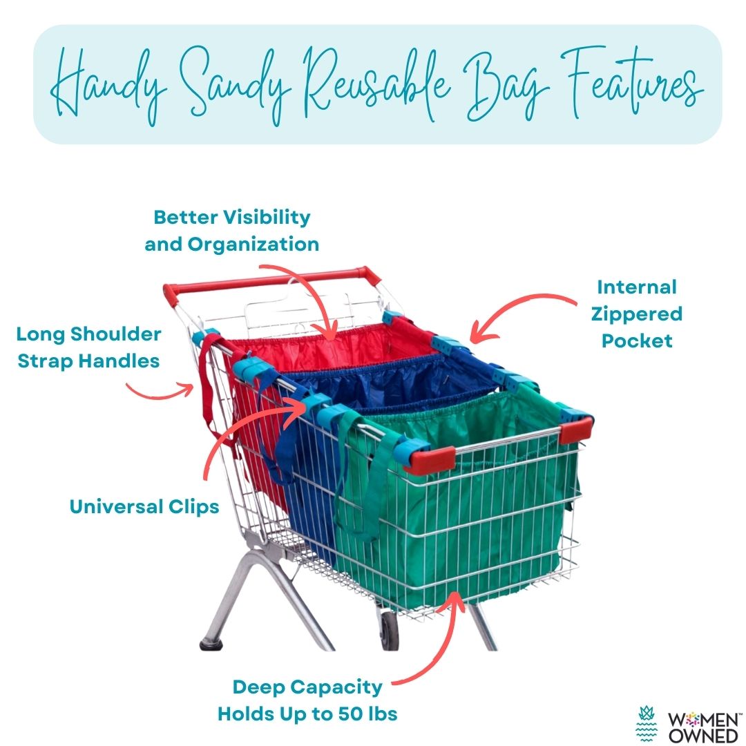 Handy Sandy Reusable Shopping Cart Bags & Grocery Organizer (BLK)) - Handy Sandy