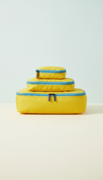 Modular packing cube set in lemon zest
