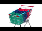 Grab & Go Cart Caddy- Reusable Shopping Cart Bags & Grocery Organizer With Base